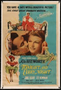 8b0248 TONIGHT & EVERY NIGHT linen style B 1sh 1944 you have a date with sexy showgirl Rita Hayworth!