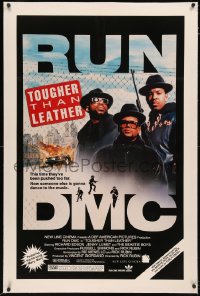 8b0250 TOUGHER THAN LEATHER linen 1sh 1988 great image of Run DMC, Darryl McDaniels, Jam Master Jay!