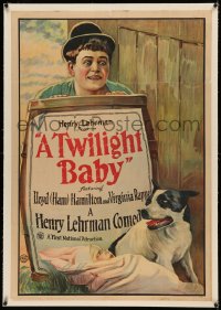 8b0256 TWILIGHT BABY linen 1sh 1920 art of Hamilton with dog, Virginia Rappe billed, ultra rare!