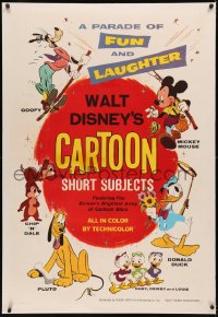 8b0264 WALT DISNEY'S CARTOON SHORT SUBJECTS linen 1sh 1965 Goofy, Mickey, Donald, Pluto, Chip & Dale!