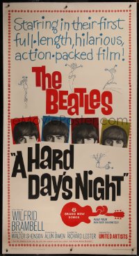 8c0021 HARD DAY'S NIGHT linen 3sh 1964 The Beatles in their first film, rock & roll classic!