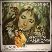 8c0011 GREEN MANSIONS linen 6sh 1959 art of Audrey Hepburn & Anthony Perkins by Joseph Smith, rare!