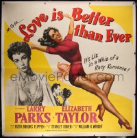 8c0012 LOVE IS BETTER THAN EVER linen 6sh 1952 3 images of sexy Elizabeth Taylor, Larry Parks, rare!