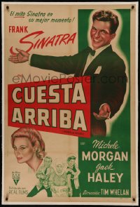 8c0255 HIGHER & HIGHER linen Argentinean 1940s art of super young Frank Sinatra & Michele Morgan!