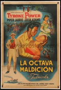 8c0258 MISSISSIPPI GAMBLER linen Argentinean 1953 Tyrone Power, Piper Laurie, different art, rare!