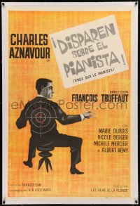 8c0262 SHOOT THE PIANO PLAYER linen Argentinean 1961 Francois Truffaut's Tirez sur le pianiste, rare!
