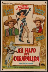 8c0263 SON OF PALEFACE linen Argentinean 1952 Roy Rogers & Trigger, Bob Hope, sexy Jane Russell!