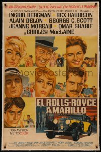 8c0264 YELLOW ROLLS-ROYCE linen Argentinean 1965 Ingrid Bergman, Delon, Bloise art of car & top cast!