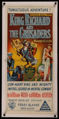 8c0201 KING RICHARD & THE CRUSADERS linen Aust daybill 1956 Rex Harrison, Virginia Mayo, rare!