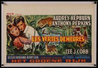 8c0231 GREEN MANSIONS linen Belgian 1959 different art of sexy Audrey Hepburn & Anthony Perkins!