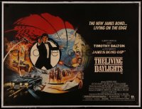 8c0277 LIVING DAYLIGHTS linen British quad 1987 Timothy Dalton as James Bond, art by Brian Bysouth!