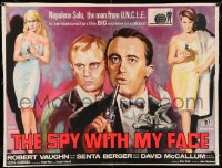 8c0281 SPY WITH MY FACE linen British quad 1965 Robert Vaughn, David McCallum, Man from UNCLE, rare!