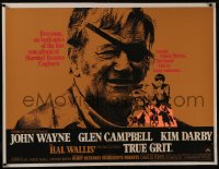 8c0282 TRUE GRIT linen British quad 1969 John Wayne as Rooster Cogburn, Kim Darby, Glen Campbell