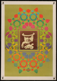 8c0114 PETER MAX linen 25x36 commercial poster 1967 cool psychedelic art, W.C. Fields Cameo, rare!