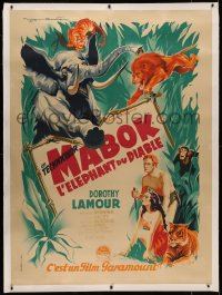 8c0078 BEYOND THE BLUE HORIZON linen French 1p 1948 Soubie art of Lamour, Denning & animals, rare!