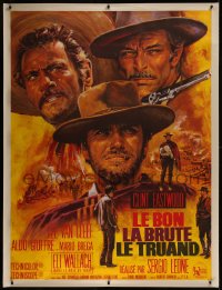 8c0089 GOOD, THE BAD & THE UGLY linen French 1p 1968 Clint Eastwood, Lee Van Cleef, Wallach, Sergio Leone