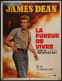 8c0103 REBEL WITHOUT A CAUSE linen French 1p R1970s Nicholas Ray, different Mascii art of James Dean!