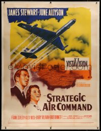 8c0109 STRATEGIC AIR COMMAND linen French 1p R1950s pilot James Stewart, June Allyson, cool art, rare!