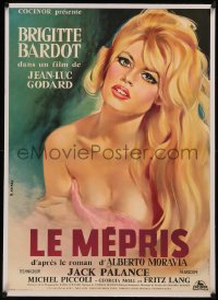 8c0244 LE MEPRIS linen French 23x32 1963 Jean-Luc Godard, Georges Allard art of sexy Brigitte Bardot!