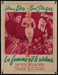 8c0247 UNHOLY WIFE linen French 24x31 1957 different montage of sexy bad girl Diana Dors, very rare!