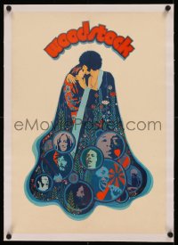 8c0221 WOODSTOCK linen German 17x24 1970 classic rock & roll concert, great Richard Amsel art!