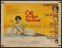 8c0174 CAT ON A HOT TIN ROOF linen style B 1/2sh 1958 classic art of Liz Taylor as Maggie the Cat!
