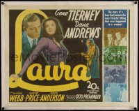 8c0180 LAURA linen 1/2sh 1944 Dana Andrews, sexy Gene Tierney & Vincent Price, classic noir!