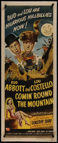 8c0169 COMIN' ROUND THE MOUNTAIN linen insert 1951 hillbillies Bud Abbott & Lou Costello!