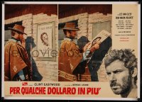 8c0210 FOR A FEW DOLLARS MORE linen Italian 19x26 pbusta 1967 Clint Eastwood with wanted poster!