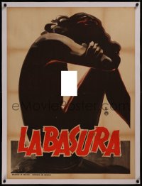 8c0195 DECLINE linen Mexican poster 1963 Katiforus, Greek sexploitation, art of nude lady silhouette!
