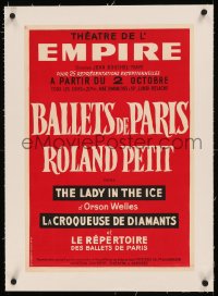 8c0127 BALLETS DE PARIS ROLAND PETIT linen 16x23 French stage poster 1950s at Theatre De L'Empire!