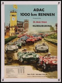 8c0134 EIFELRENNEN linen 24x33 German special poster 1964 ADAC Automobile Club, race at Nurburgring!