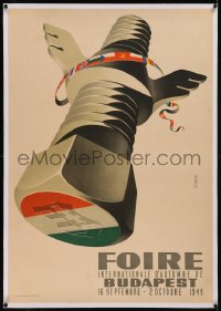 8c0135 FOIRE INTERNATIONALE D'AUTOMNE DE BUDAPEST linen 28x40 Hungarian special poster 1949 Szilas!