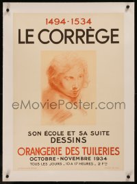 8c0120 LE CORREGE linen 20x29 French museum/art exhibition 1934 great Antonio da Correggio art!