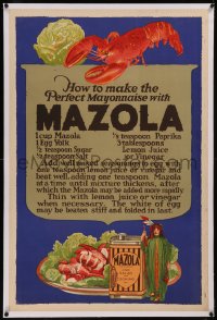 8c0122 MAZOLA linen 28x42 advertising poster 1930s a great recipe to make the perfect mayonnaise!