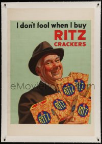8c0124 RITZ CRACKERS linen 28x42 advertising poster 1930s I don't fool when I buy them, great art!