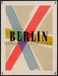 8c0143 BERLIN linen 24x33 German travel poster 1955 colorful art by Richard Blank, very rare!