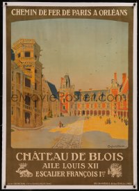 8c0144 CHATEAU DE BLOIS linen 29x41 French travel poster 1920s great Constant Duval art, rare!
