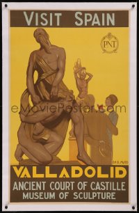 8c0153 VALLADOLID linen 25x40 Spanish travel poster 1929 great Eduardo Santonja Rosale art, rare!