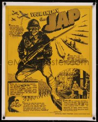 8c0166 YOUR ENEMY THE JAP linen 19x24 WWII war poster 1944 Hotchkiss art, racist propaganda, rare!