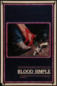 8d0056 BLOOD SIMPLE 1sh 1985 Joel & Ethan Coen, cool different full color film noir gun image, rare!