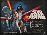 8d0201 STAR WARS British quad 1978 A New Hope, George Lucas sci-fi, art by Tom William Chantrell!