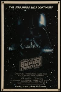 8d0060 EMPIRE STRIKES BACK studio style advance 1sh 1980 George Lucas, Darth Vader head in space!