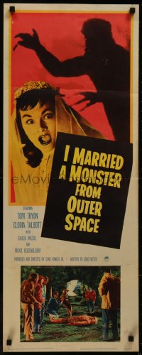 8d0075 I MARRIED A MONSTER FROM OUTER SPACE insert 1958 great image of Gloria Talbott & alien shadow!