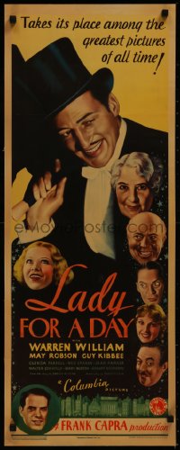 8d0024 LADY FOR A DAY insert 1933 Frank Capra, Warren William, great cast montage, ultra rare!