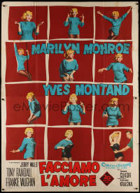 8d0096 LET'S MAKE LOVE Italian 2p 1960 great different montage of sexy Marilyn Monroe, ultra rare!