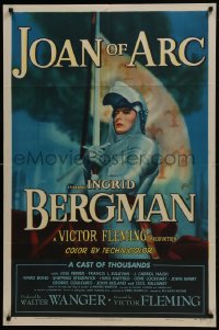 8d0214 JOAN OF ARC style A 1sh 1948 art of Ingrid Bergman with sword and armor on horseback!