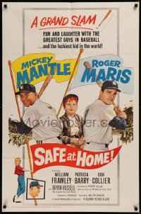 8d0224 SAFE AT HOME 1sh 1962 Mickey Mantle, Roger Maris, New York Yankees baseball, a grand slam!