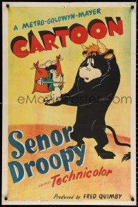 8d0226 SENOR DROOPY 1sh 1949 Tex Avery, great cartoon art of toreador Droopy fighting bull, rare!