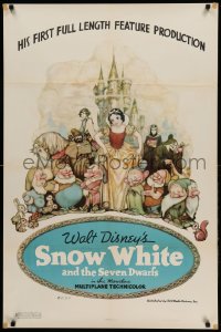 8d0071 SNOW WHITE & THE SEVEN DWARFS style B 1sh 1938 best Tenggren Disney art, completely unrestored!